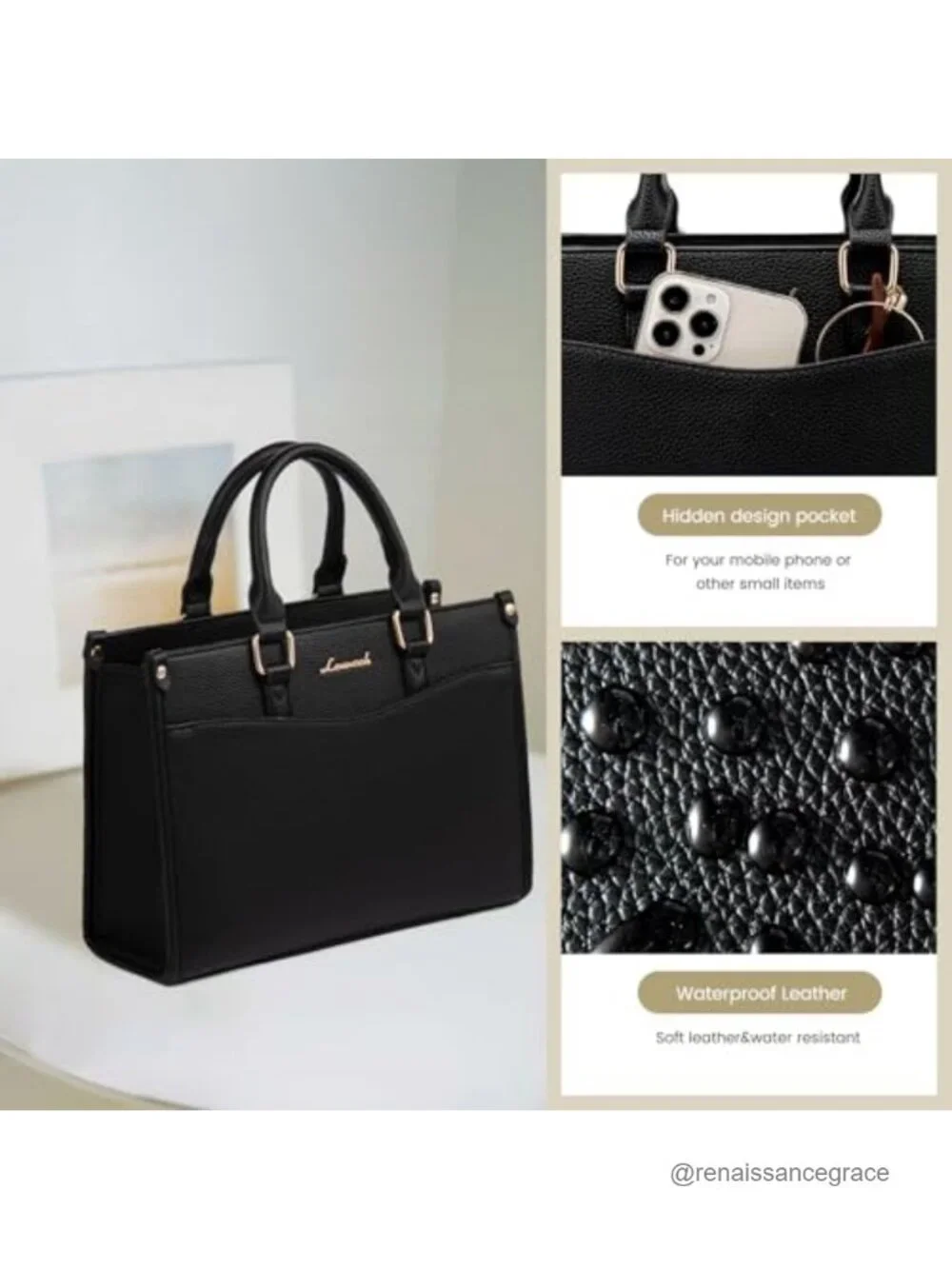 Vintage Color Block Satchel Tote Bag Women Top Handle Crossbody Shoulder Purse